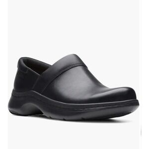 Clarks Womens ClarksPro Gem Shoes Slip Resistant Black Leather Size US 7.5W NEW!